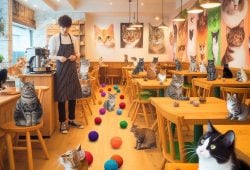 Al estilo Japón, esta cafetería está llena de gatos para atraer a clientes