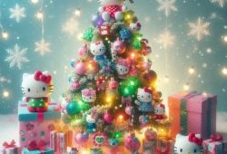 Walmart pone árbol con temática de Hello Kitty y visitantes quedan encantados