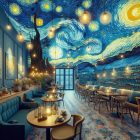 Exhiben la cafetería mexicana inspirada en la noche estrellada de Van Gogh