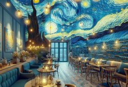 Exhiben la cafetería mexicana inspirada en la noche estrellada de Van Gogh