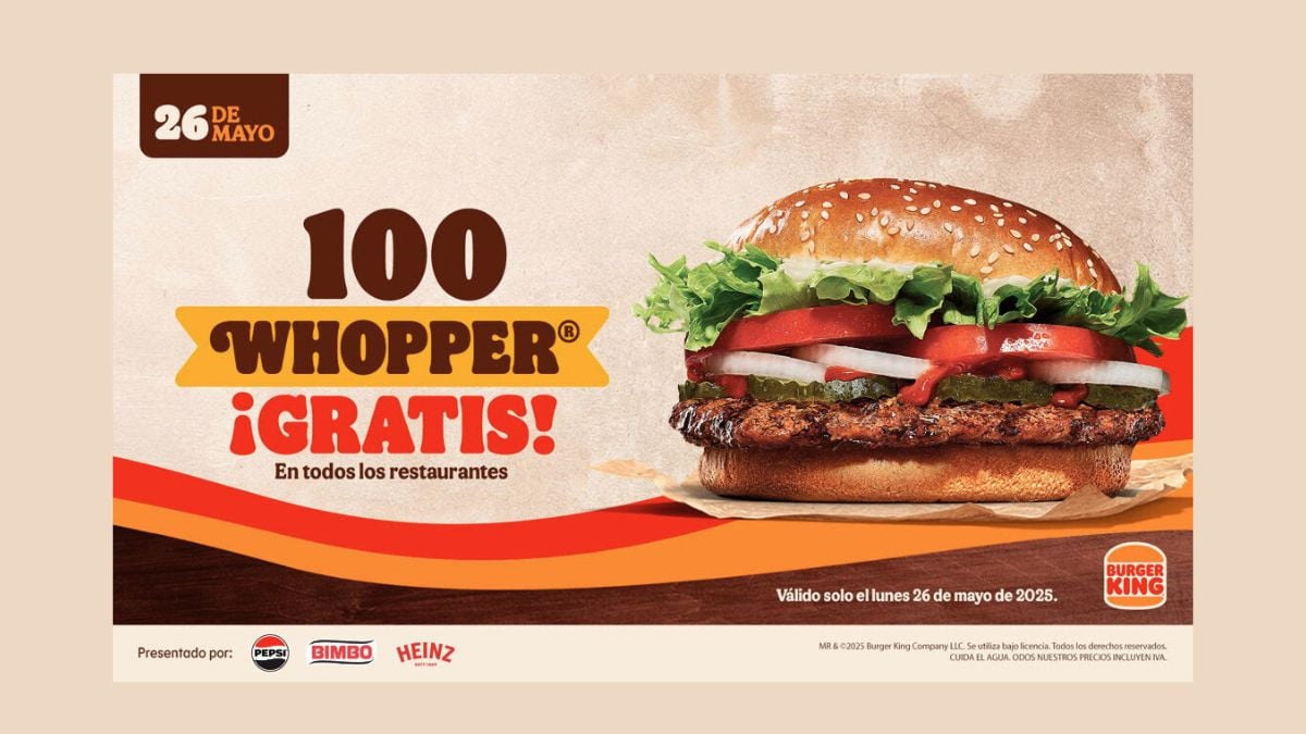 Burger King dará hamburguesas GRATIS este lunes 26 de mayo: ¿Cómo la puedes obtener? Foto: Especial