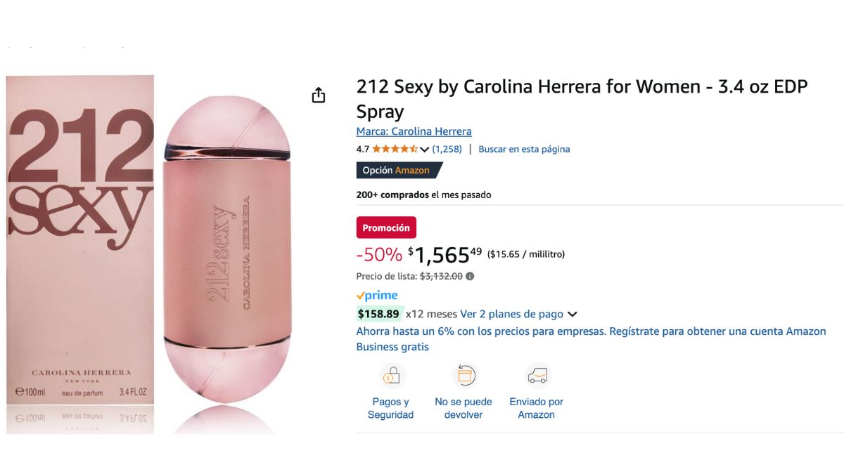 Regalo Día de las Madres 2025: Perfume 212 Sexy Carolina Herrera con el 50% de descuento en Amazon Foto: Especial 
