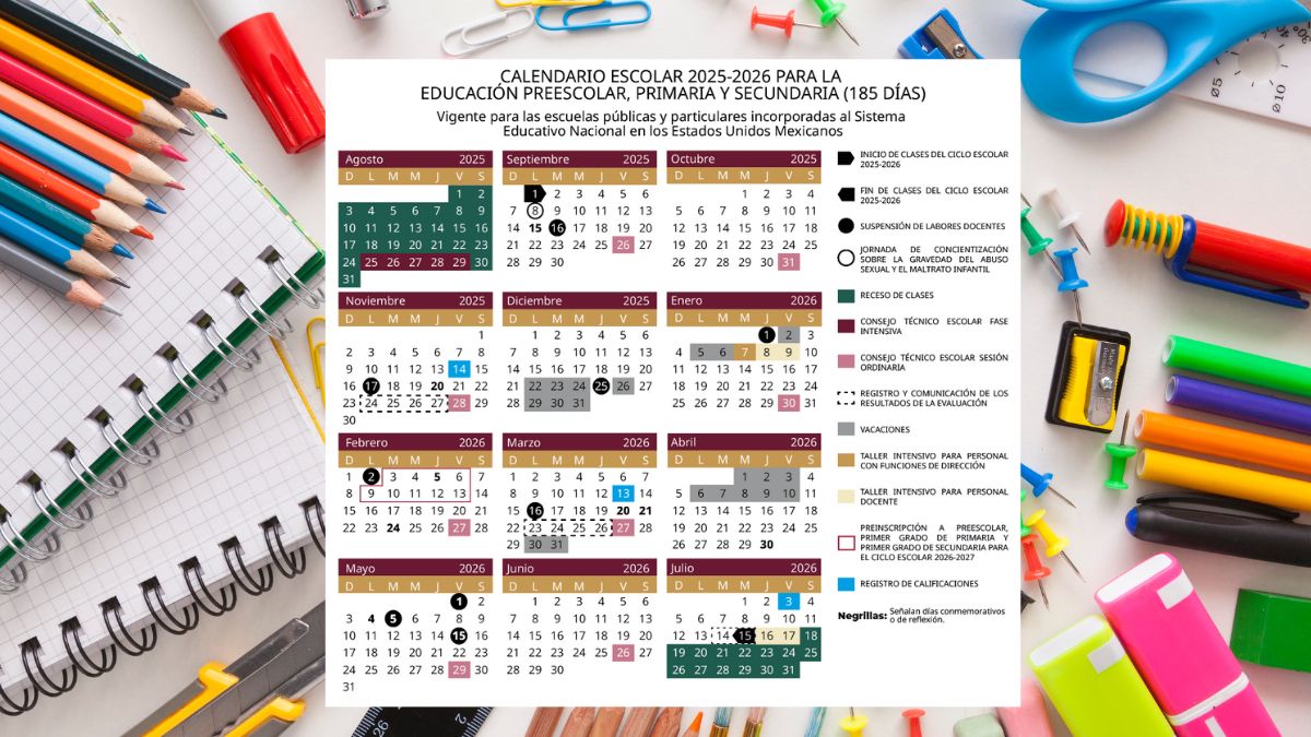 SEP publica calendario escolar 2025-2026 con fechas clave para estudiantes y maestros (también en Edomex) Foto: Especial