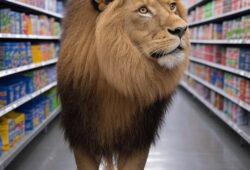León no se resiste e irrumpe en Walmart para conseguir alimentos