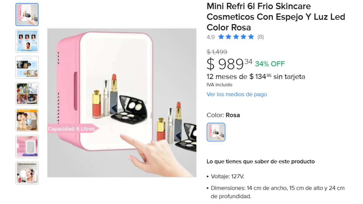 mini refrigerador con espejo