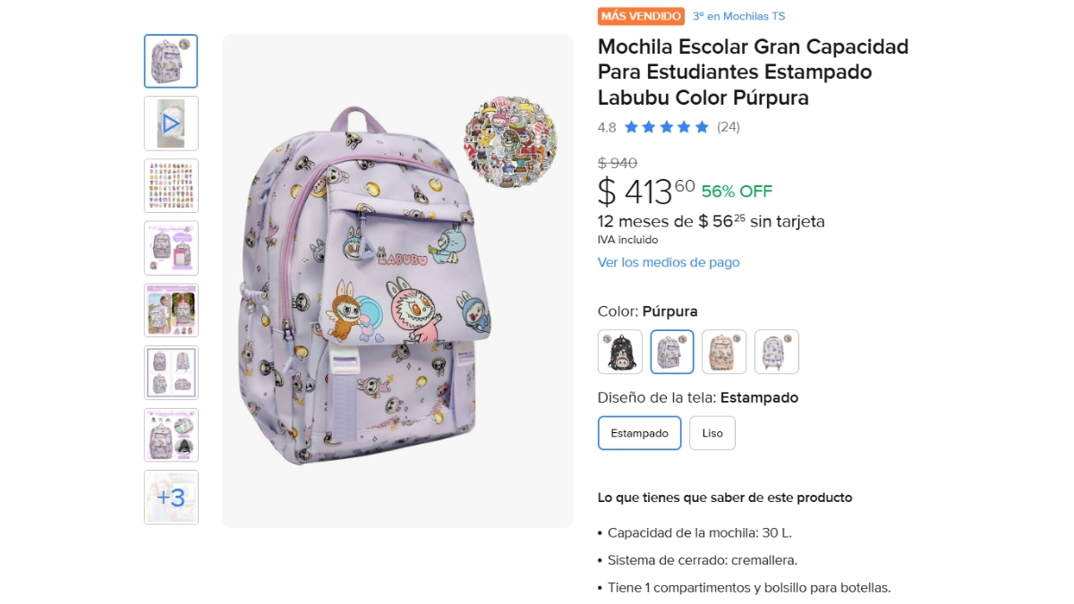 mochila escolar labubu