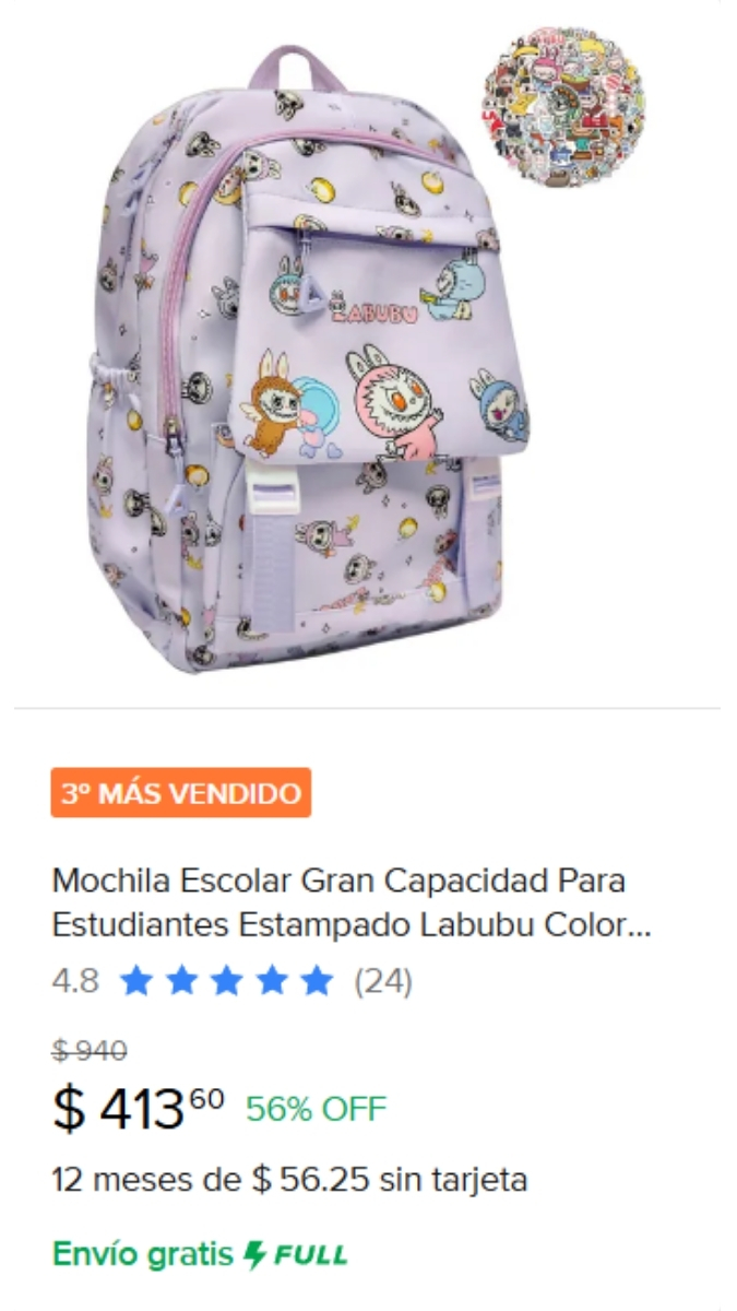 mochila escolar labubu