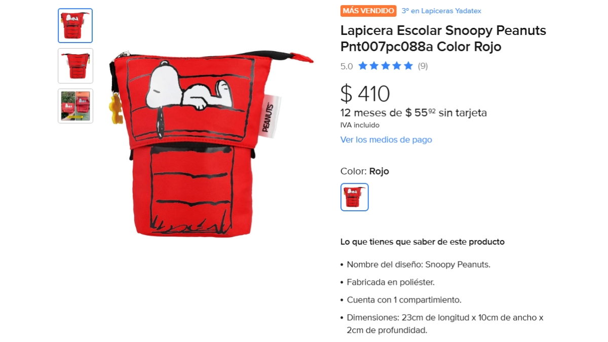 Lapicera escolar Snoopy