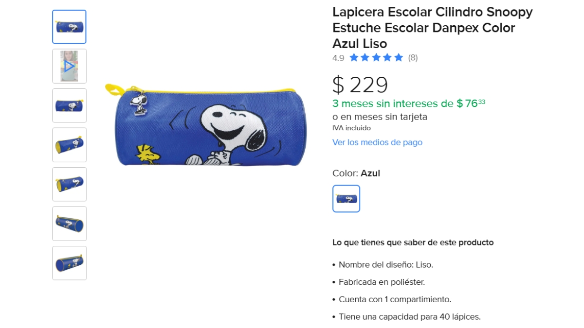Lapicera escolar Snoopy