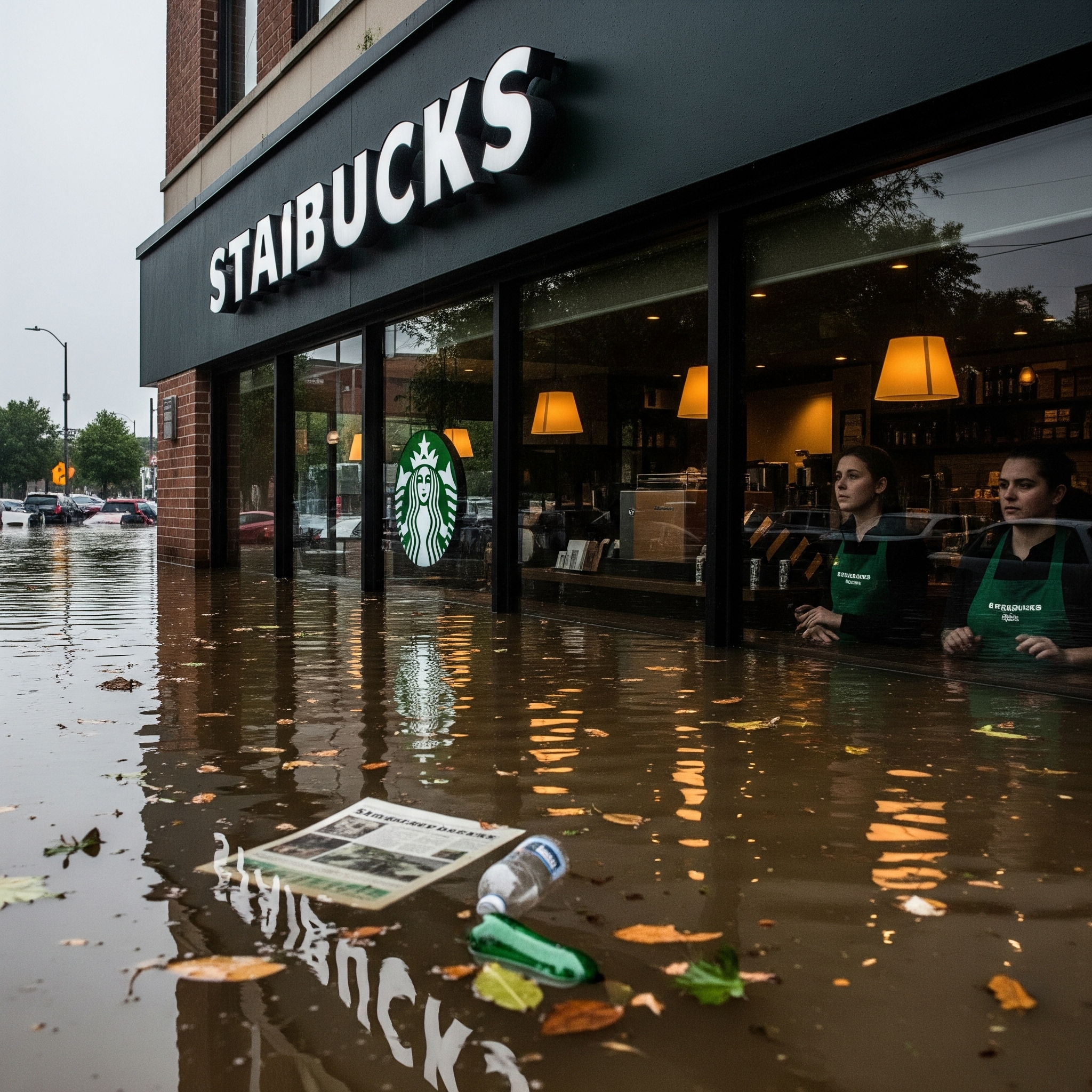 Citadinos exhiben cómo quedaron atrapados en Starbucks y perdieron sus vuelos tras inundaciones en CDMX