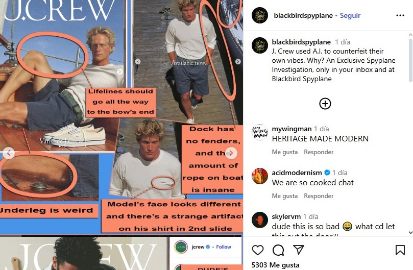 Utilizacion transparente de IA en marketing visual J crew