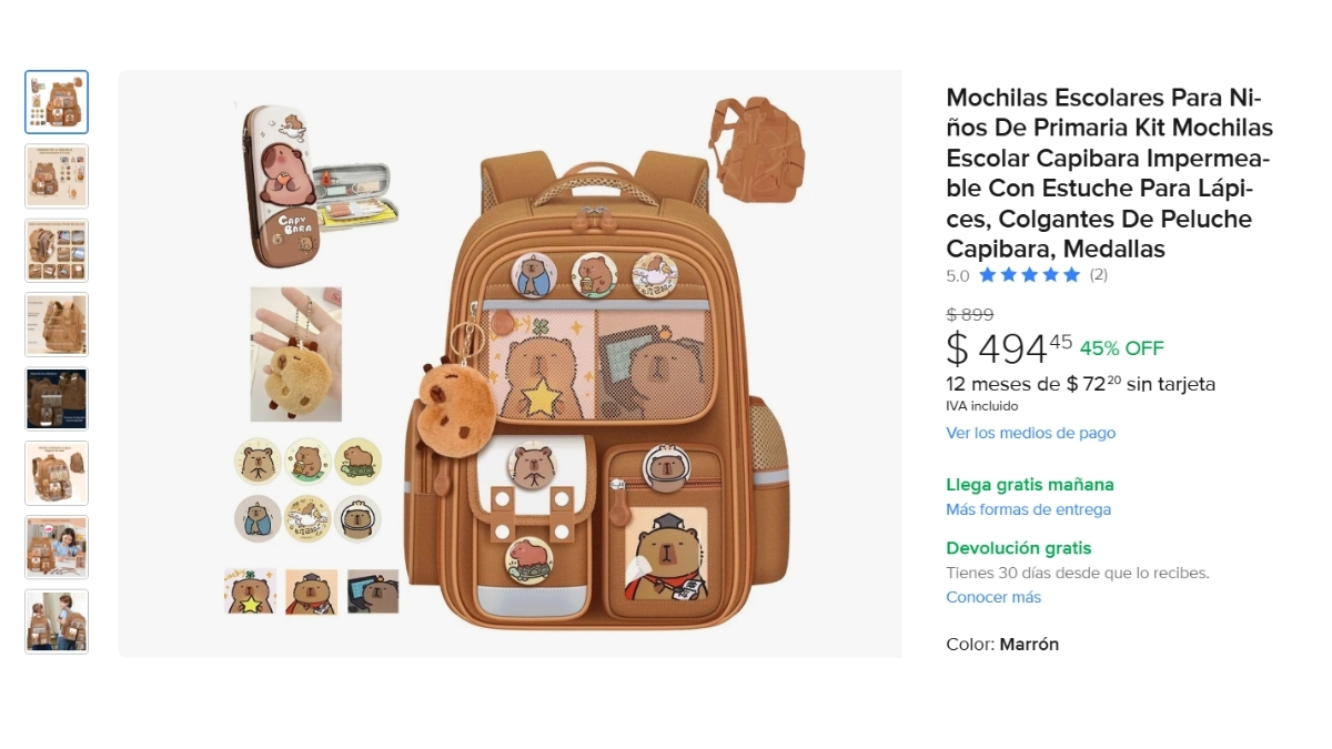 mochila capibara regreso a clases