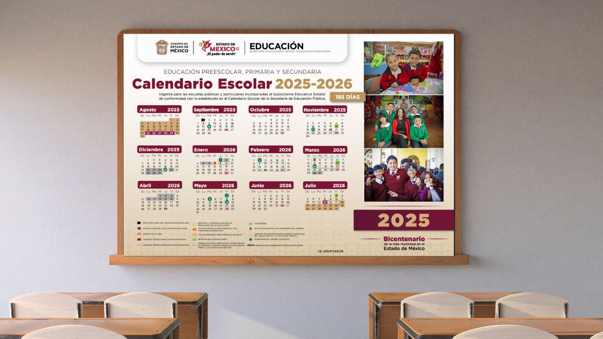Calendario escolar OFICIAL Edomex 2025-2026: Así serán todo los puentes, vacaciones y fecha de inicio de SAID Cortesía: Gobierno / Canva