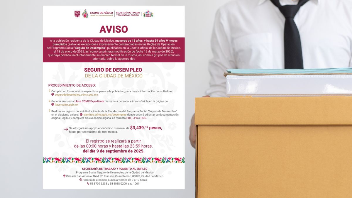 Seguro de Desempleo CDMX 2025: fecha, hora, sitio de registro y monto del apoyo Cortesía: Gobierno / Canva